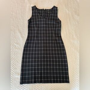 LOFT Black Windowpane Sheath Dress